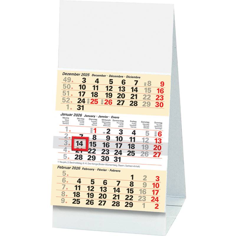 Glocken Tischkalender "3-Monats-Tischkalender", 2027-0