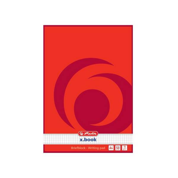 herlitz Briefblock x.book, A4, ungelocht, 50 Blatt, kariert