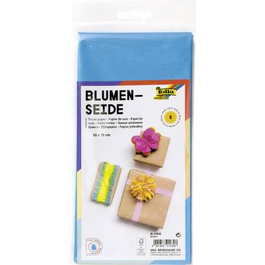 Blumenseide - 50 x 70 cm 5 Bogen blau.
