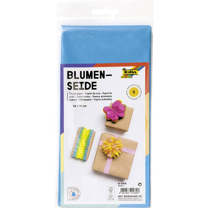 Blumenseide - 50 x 70 cm 5 Bogen blau.-0