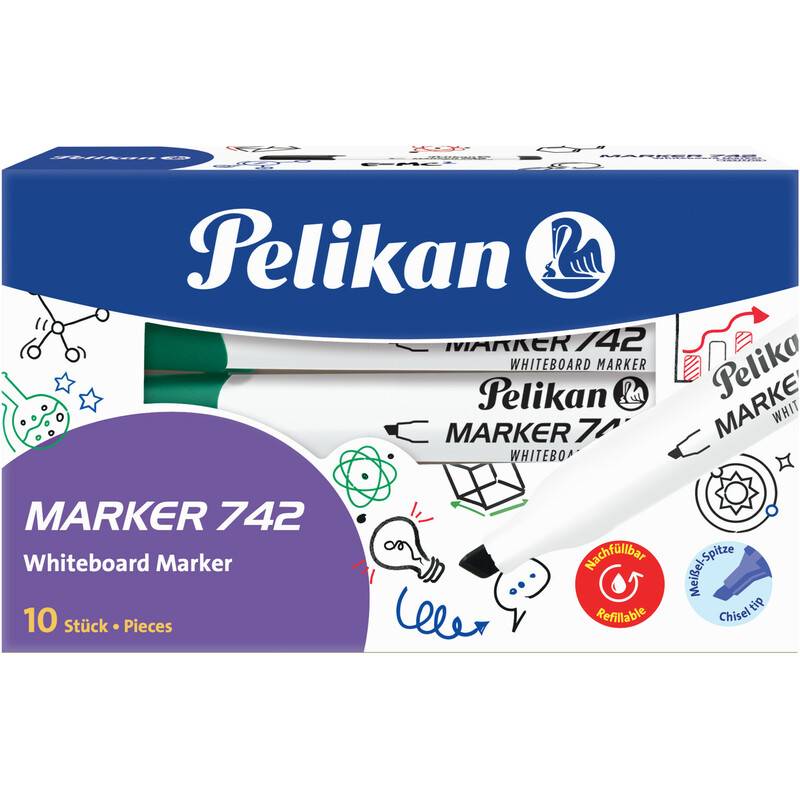 Pelikan Whiteboard-Marker 742, Keilspitze, grün-0
