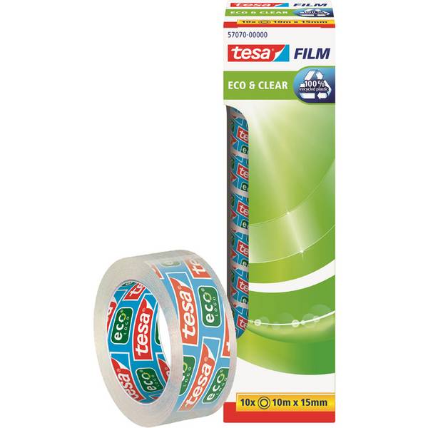 tesa Film CLEAR RECYCLED, transparent, 15 mm x 10 m