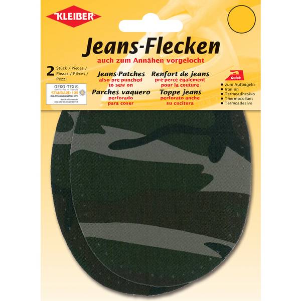 KLEIBER Jeans-Bügelflecken oval, 130 x 100 mm, military