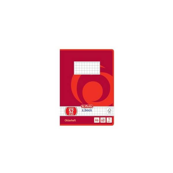 herlitz Oktavheft x.book, DIN A6, kariert, 70 g/qm, 60 Blatt