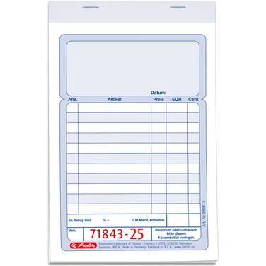 herlitz Formularbuch "Kassenblock", DIN A6, 2 x 50 Blatt