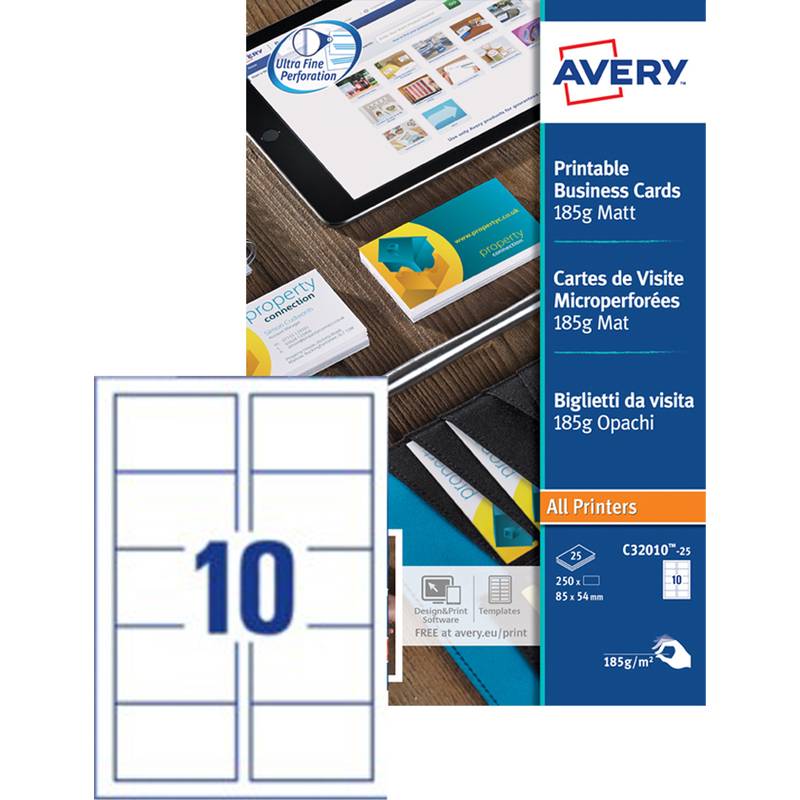 AVERY Cartes de visite Quick&Clean, 185 g/m2, blanc mat-0