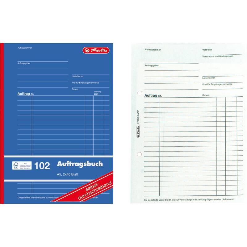 herlitz Formularbuch "Auftrag 102", DIN A5, 2 x 40 Blatt-0