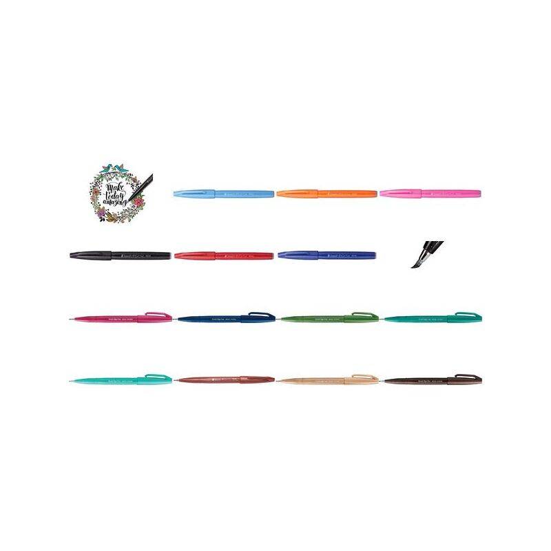 Pentel Brush Sign, Fein, 1 Farben, Hellblau, Pinselspitze, 0,5 mm, 2 mm-0