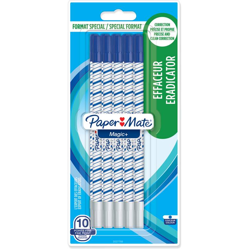 Paper Mate Magic+, Blau, Weiß, Blau, Fein, Sichtverpackung, 10 Stück(e), China