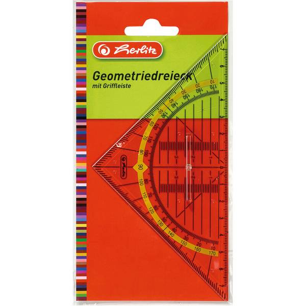 herlitz Geometriedreieck mit Griffleiste, Hypotenuse: 160 mm