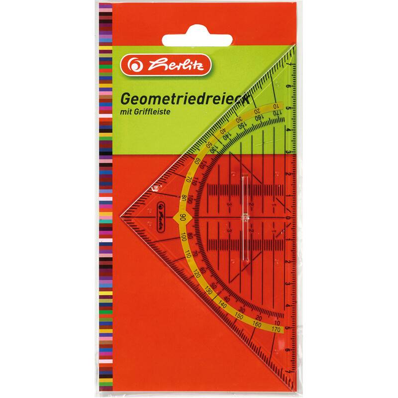 herlitz Geometriedreieck mit Griffleiste, Hypotenuse: 160 mm-0