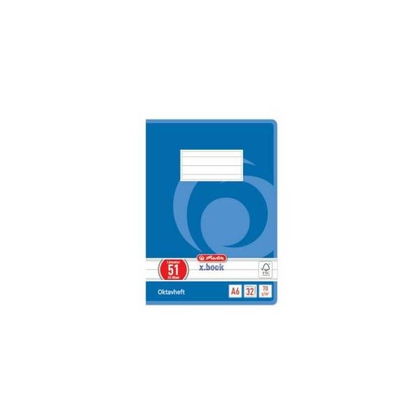 herlitz Oktavheft x.book, DIN A6, liniert, 70 g/qm, 32 Blatt