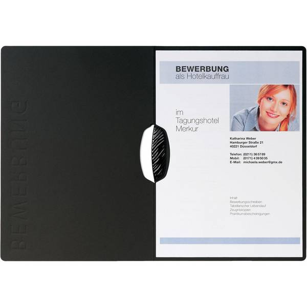 Bewerbungsmappe Swing A4 mit Prägung schwarz