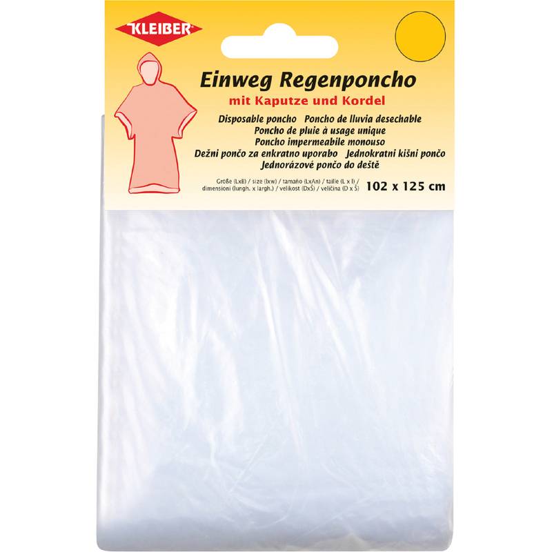 KLEIBER Einweg-Regenponcho, mit Kaputze, transparent-0