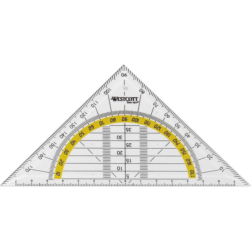 WESTCOTT Geometriedreieck, Hypotenuse: 140 mm, transparent-0