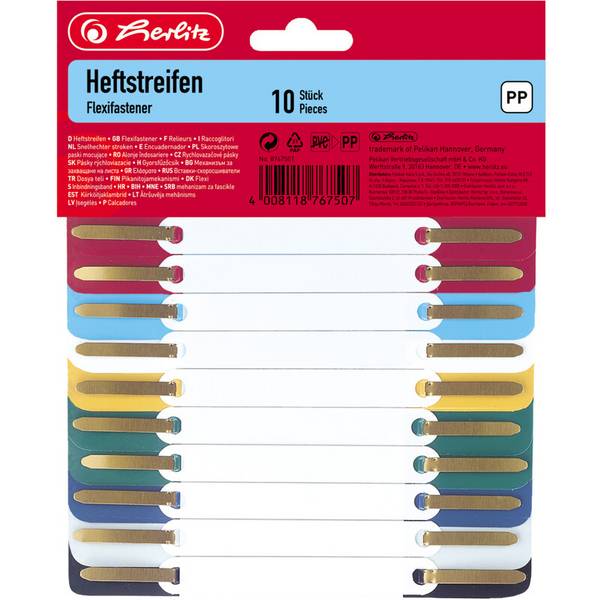 herlitz Heftstreifen, 34 x 150 mm, PP-Folie, farbig sortiert