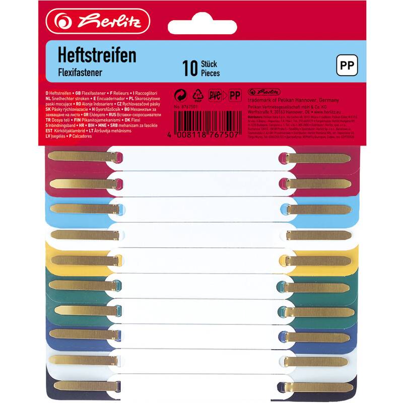 herlitz Heftstreifen, 34 x 150 mm, PP-Folie, farbig sortiert-0
