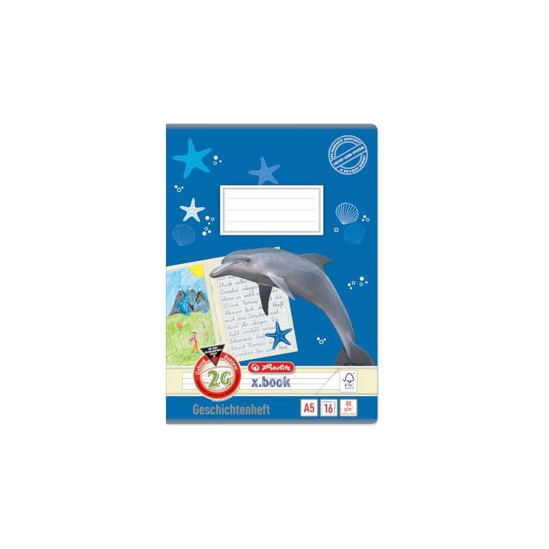 herlitz Geschichtenheft x.book, DIN A5, Lineatur 2G-0