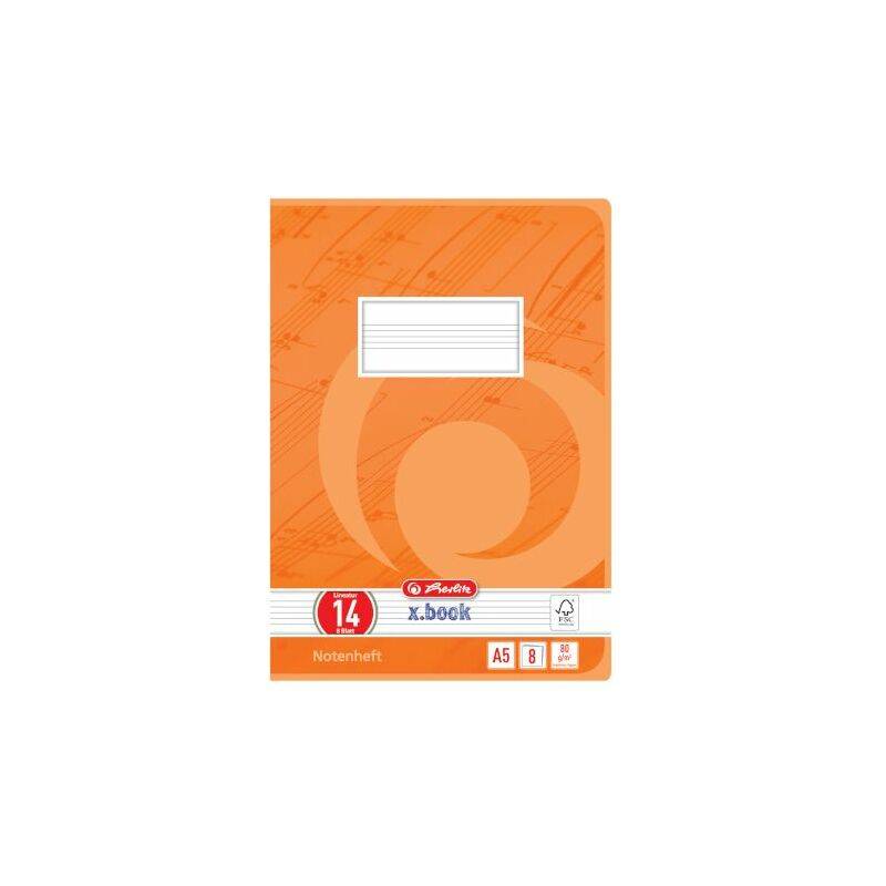 herlitz Notenheft x.book, DIN A5, Lineatur 14, 8 Blatt-0