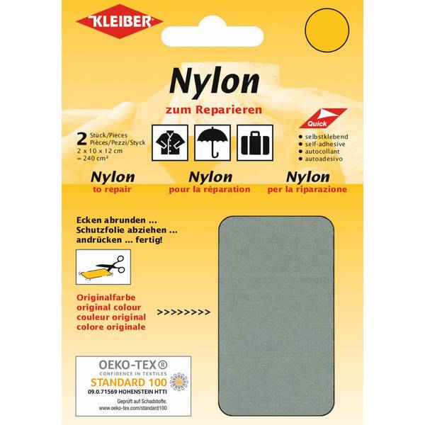 KLEIBER Nylon-Flicken, selbstklebend, grau