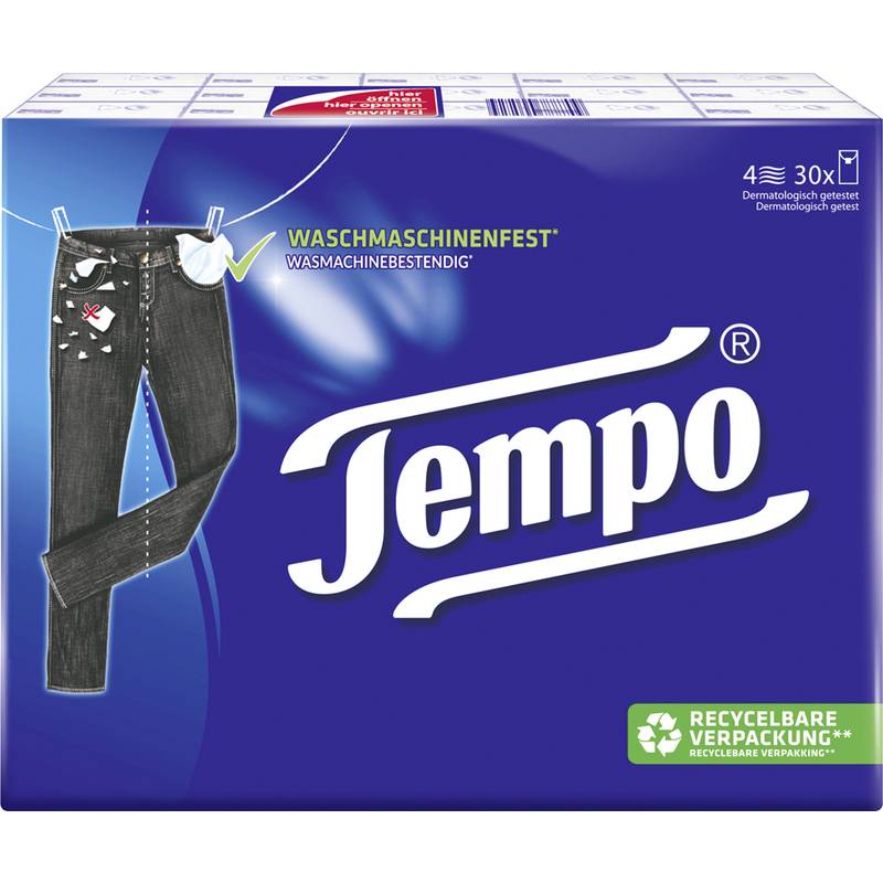 Tempo Taschentücher Klassik, 4-lagig, weiß, 30er Pack-0