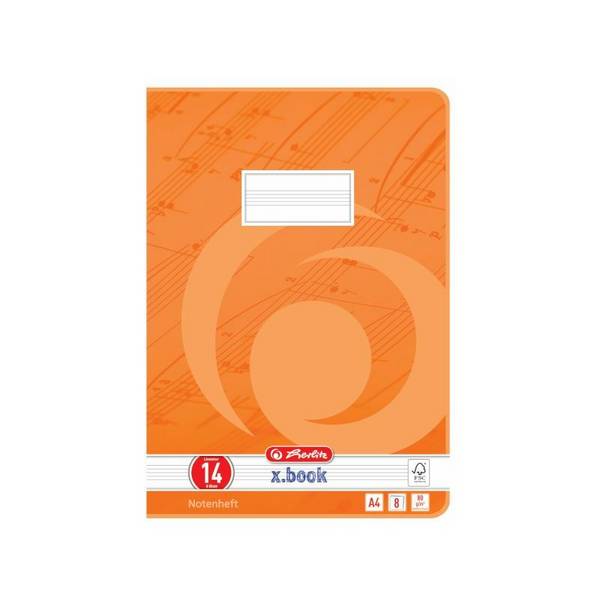 herlitz Notenheft x.book, DIN A4, Lineatur 14, 8 Blatt