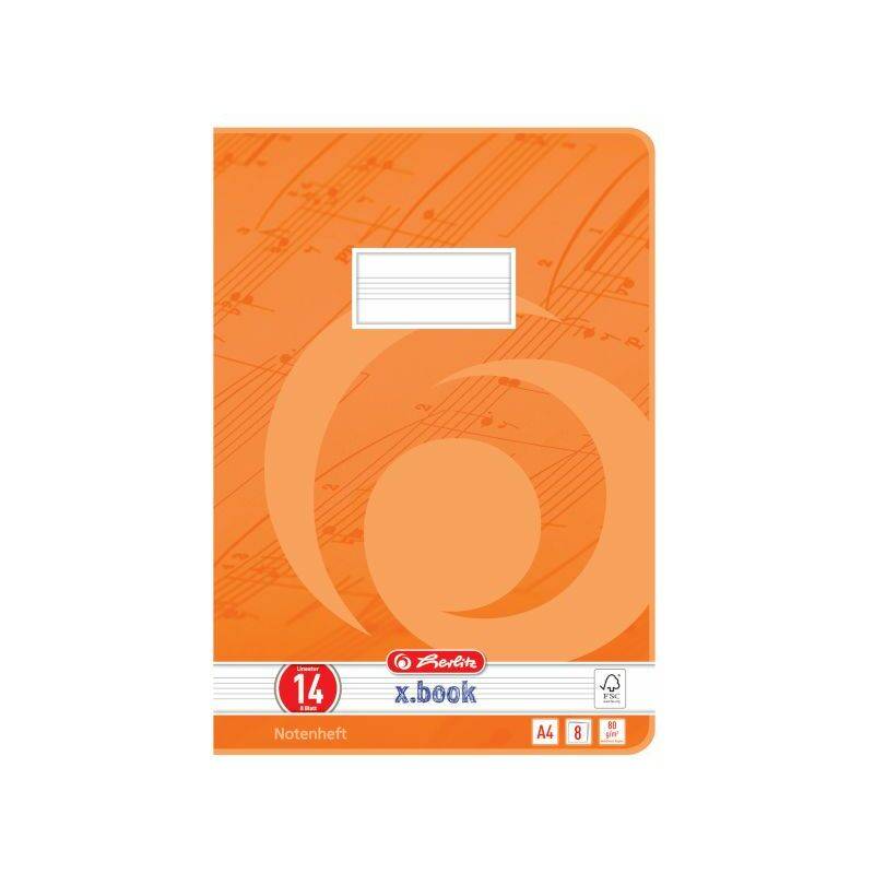 herlitz Notenheft x.book, DIN A4, Lineatur 14, 8 Blatt-0