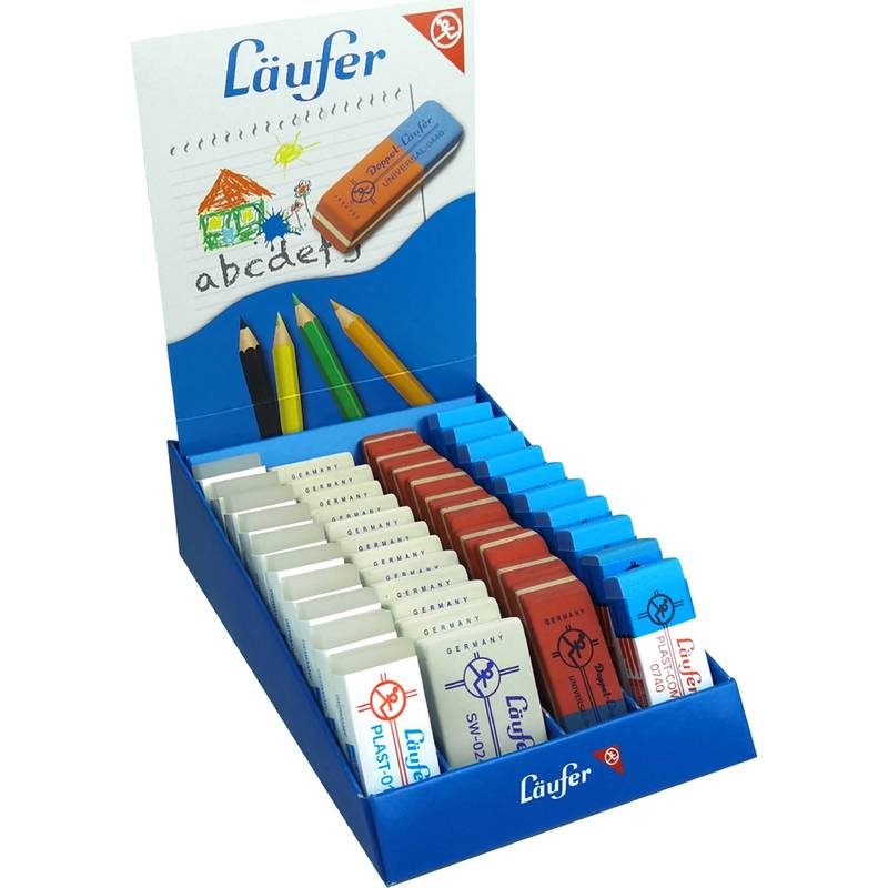 Läufer Kunststoff- und Naturkautschuk-Radierer im Display-0