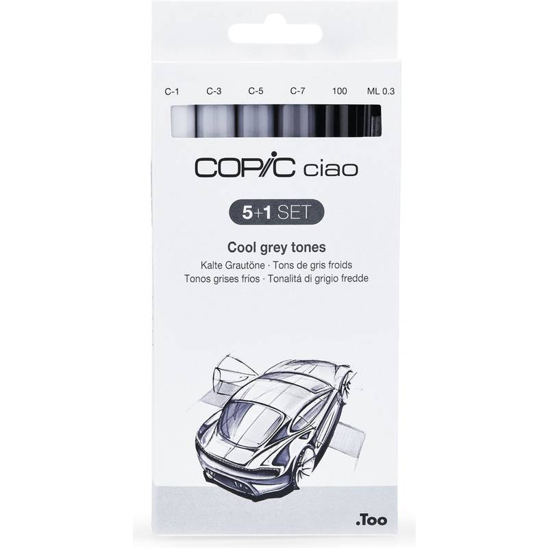 COPIC Marker ciao, 5+1 Set "Cool grey tones"-0