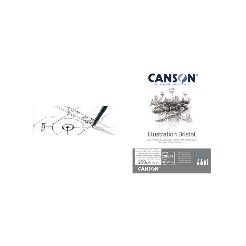 CANSON Zeichenkartonblock Illustration Bristol, DIN A3, weiß-0