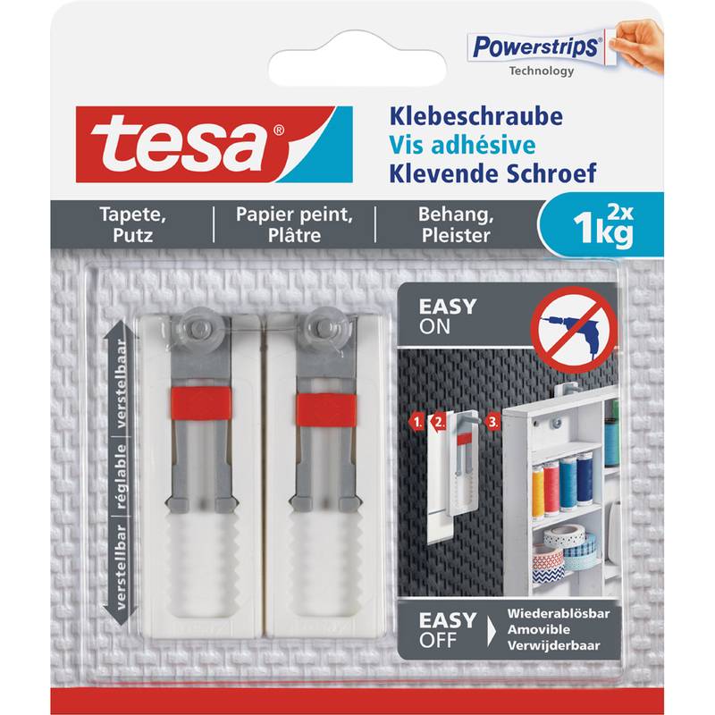 tesa Powerstrips Klebeschraube für Tapete/Putz, weiß-0