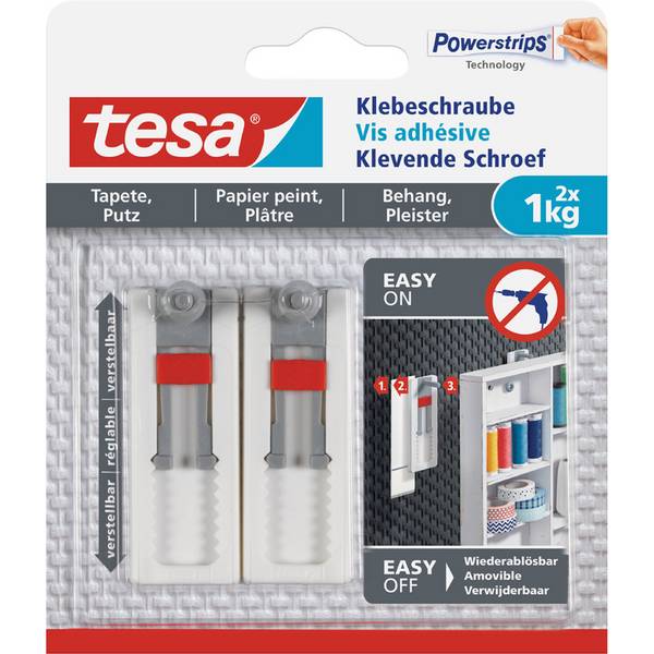 tesa Powerstrips Klebeschraube für Tapete/Putz, weiß