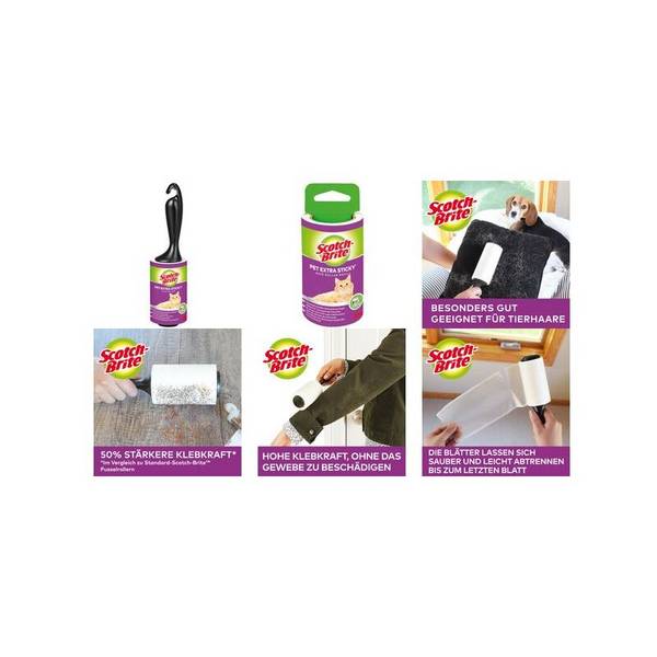 3M Scotch-Brite Pet Extra Sticky Ersatzrolle für Tierhaare, Roller, Schwarz