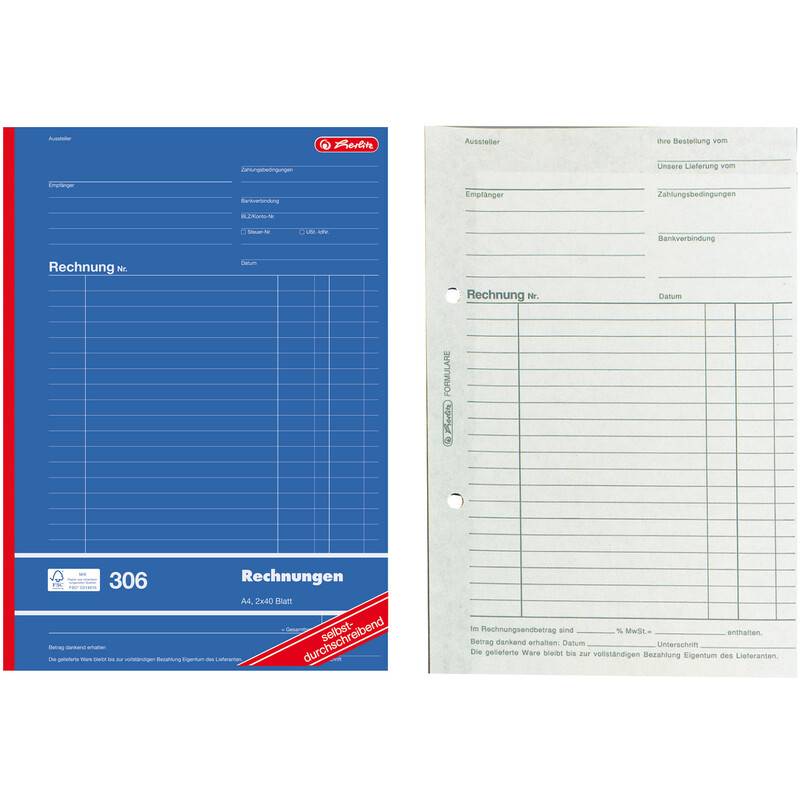 herlitz Formularbuch "Rechnung 306", DIN A4, 2 x 40 Blatt-0