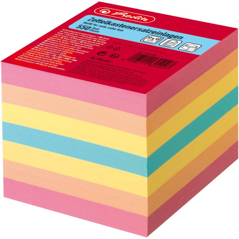 herlitz Zettelboxeinlagen, 90 x 90 mm, farbig