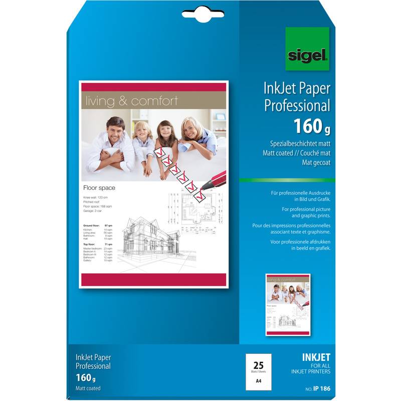 sigel Inkjet-Papier, DIN A4, 160 g/qm, hochweiß, matt-0