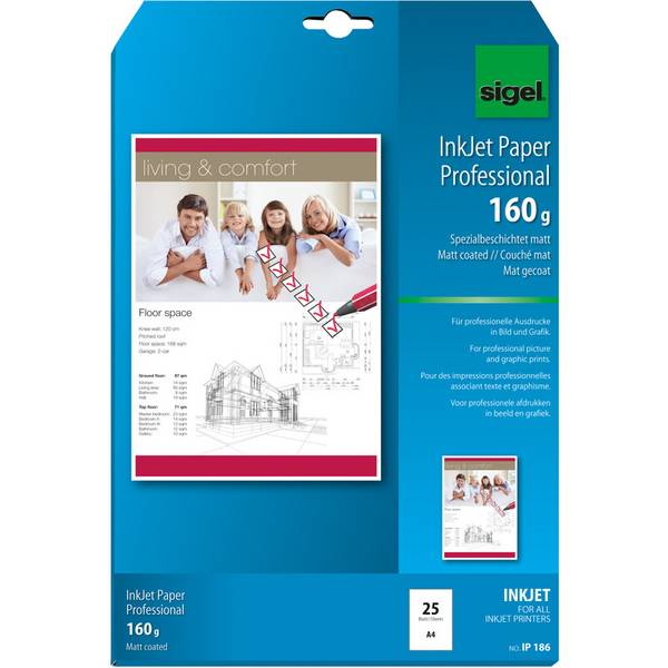 sigel Inkjet-Papier, DIN A4, 160 g/qm, hochweiß, matt