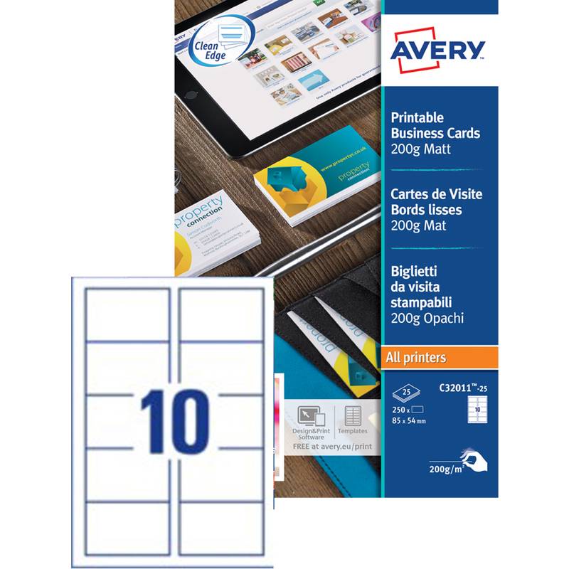 AVERY Cartes de visite Quick&Clean, 200 g/m2, blanc mat-0