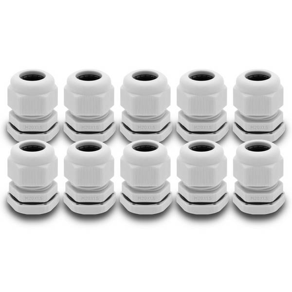 10x ARLI Kabelverschraubungen IP68 Grau M20 x 1,5 mm mit metrischem Anschlussgewinde und Gegenmutter