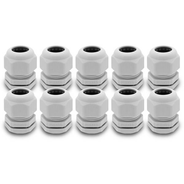 10x ARLI Kabelverschraubungen IP68 Grau M25 x 1,5 mm mit metrischem Anschlussgewinde und Gegenmutter