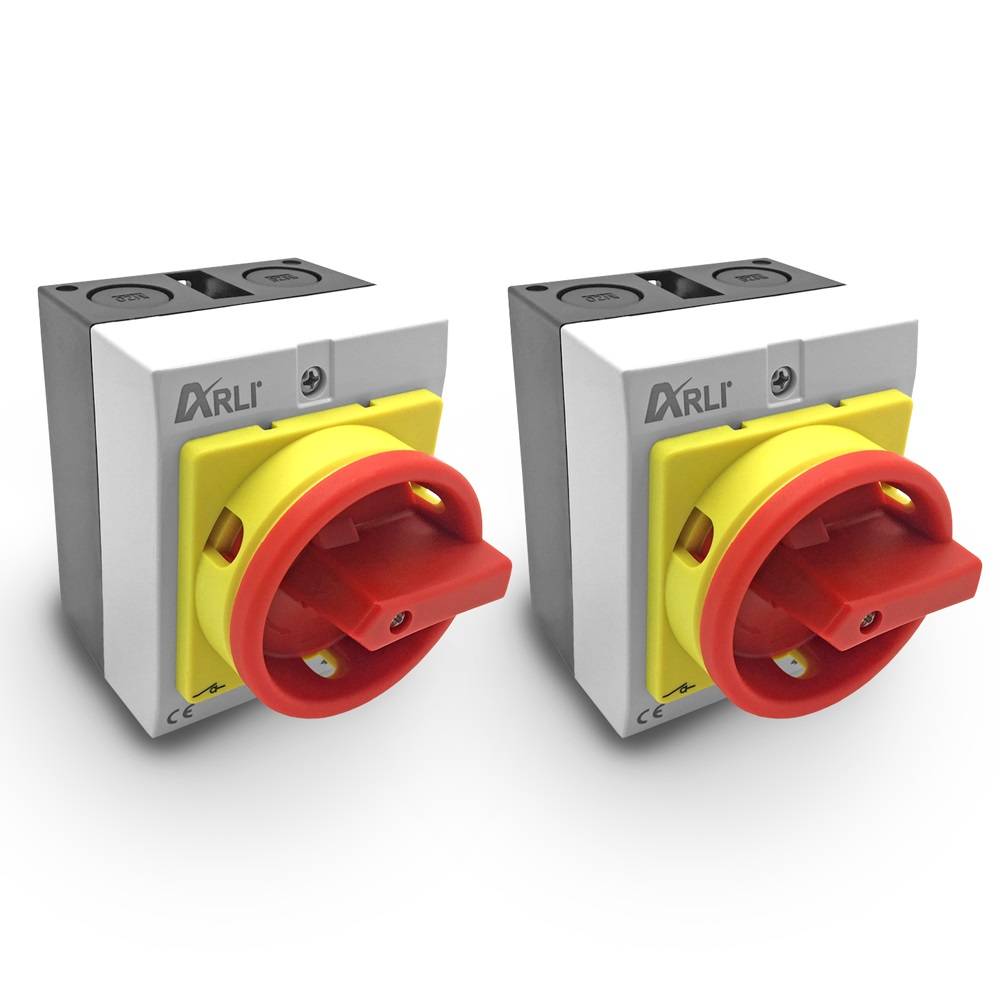 2x Hauptschalter 25A 4-polig mit IP65 Gehäuse Lasttrennschalter Set für Industrie Werkstatt Wandmontage 230–440 V-0