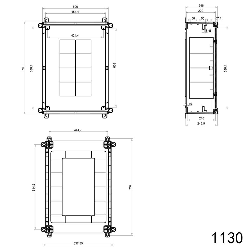 Symbolbild für Schaltschrank IP65 ABS Kunststoff Gehäuse 500x700x245 mm mit Montageplatte Verteilerkasten