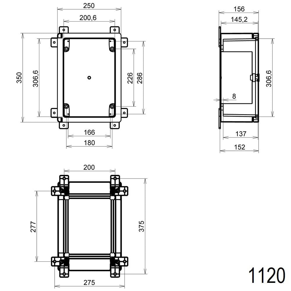 Schaltschrank IP65 Kunststoff Gehäuse mit Sichttür 250x350x150 mm inkl. Montageplatte Verteilerkasten-5
