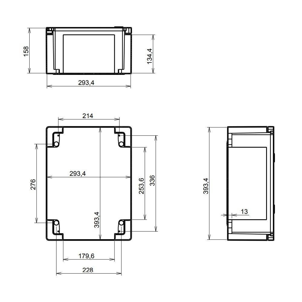 Symbolbild für Schaltschrank IP65 ABS Kunststoff Gehäuse 300x400x165 mm mit Montageplatte Verteilerkasten