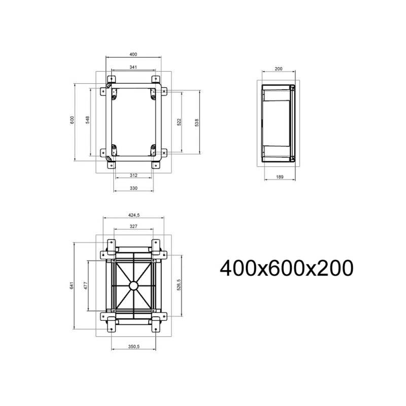 Schaltschrank IP65 Kunststoff Gehäuse mit Sichttür 400x600x200 mm inkl. Montageplatte Verteilerkasten-4