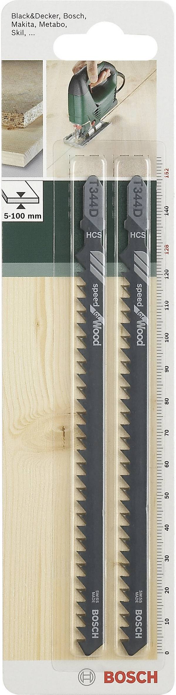 Bosch Accessories 2609256720 Stichsägeblatt HCS, T 344 D Speed for Wood 2 St.