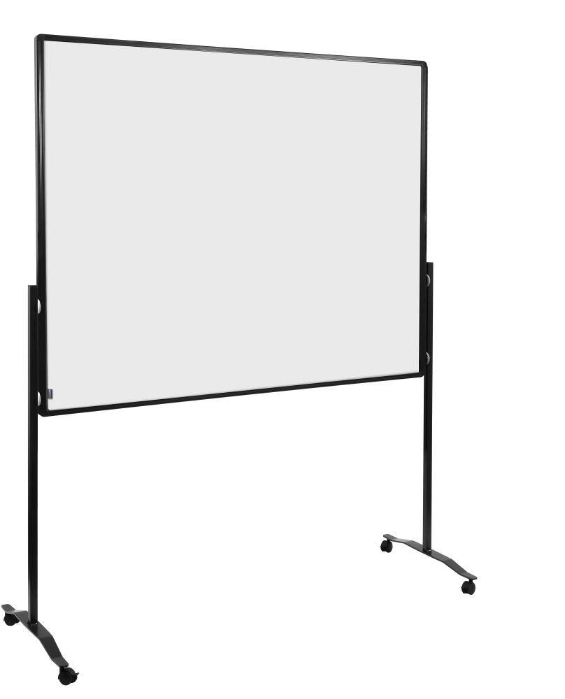 Moderationswand,f. Stellwand,Wand HxB 1500x1200mm,Wand Hartschaumplatte,weiß,Gestell schwarz,4 Rollen m. Feststellern-1