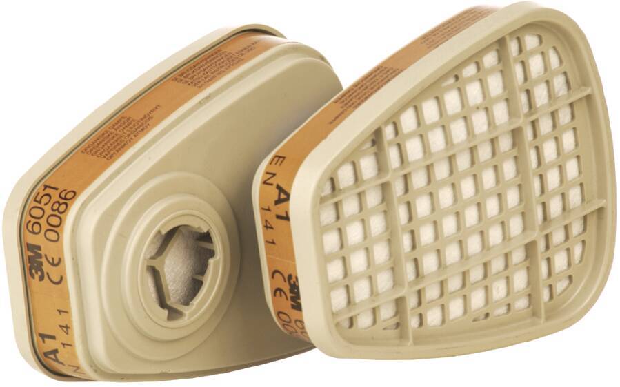 Gasfilter 3M™ 6051 Filter 6051 Schutzstufe A1R Schutz gegen organische Gase und Dämpfe-0