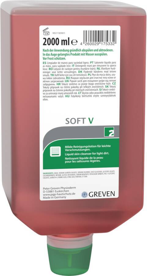 Hautreinigungslotion GREVEN® SOFT V 13992-005 Inhalt 2 l Ausführung parfümiert Gebinde Varioflasche geeignet für Spender-0