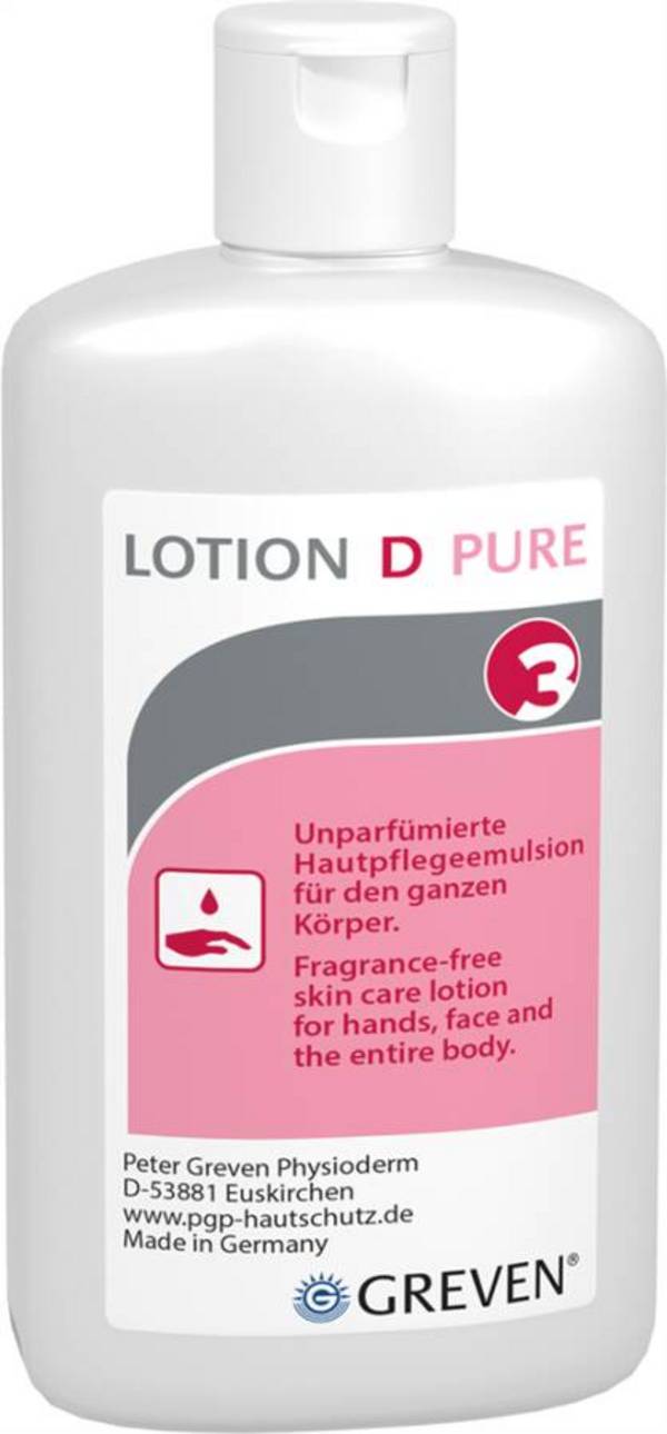 GREVEN® LOTION D 13768-003 Inhalt 100 ml Ausführung unparfümiert Gebinde Flasche geeignet für Spender -